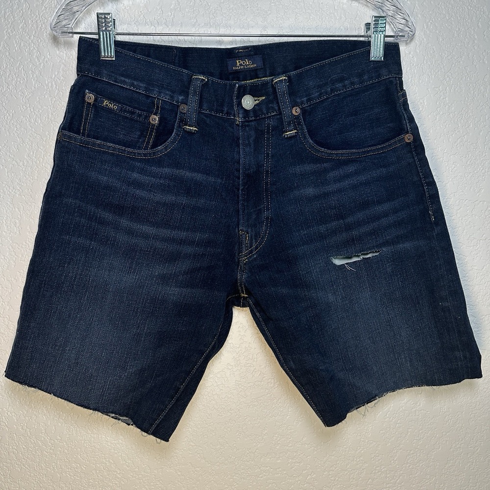 Polo Ralph Lauren Hampton Relaxed Cut-Offs Denim 8" Inseam Men's 30 Distressed - Picture 2 of 12